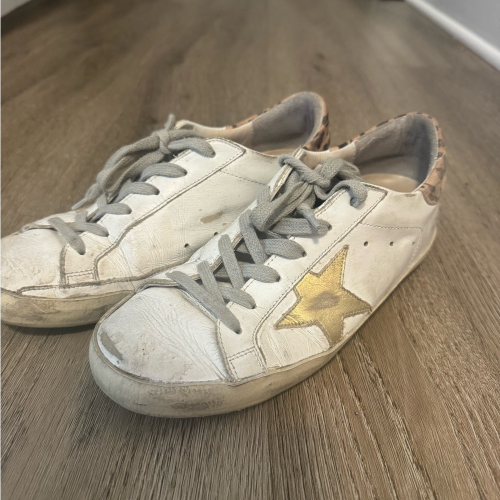 Golden Goose White Sneakers with Gold Star Accent